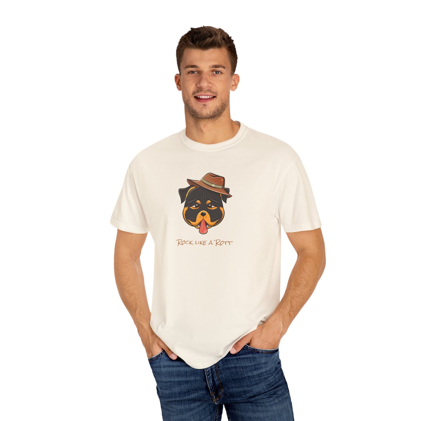 “Rock like a Rott” Rottweiler - Unisex Garment-Dyed T-shirt
