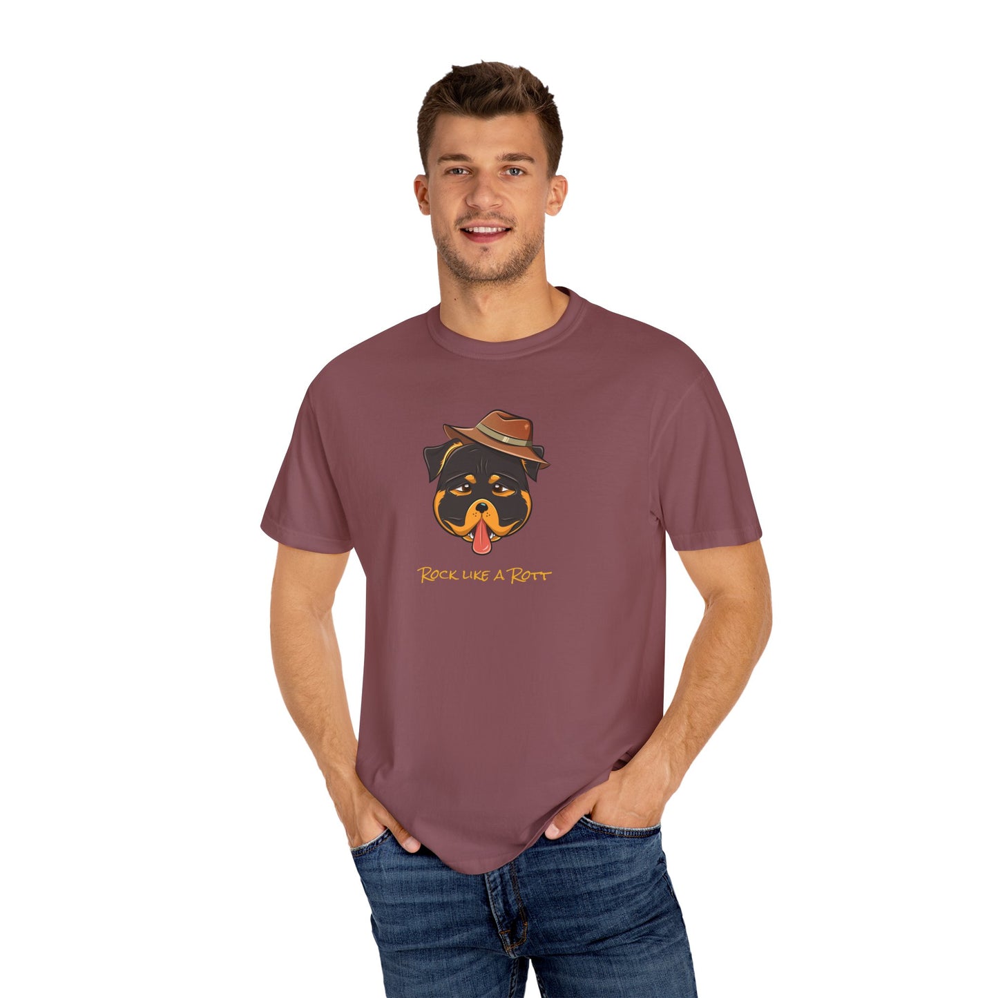 “Rock like a Rott” Rottweiler - Unisex Garment-Dyed T-shirt