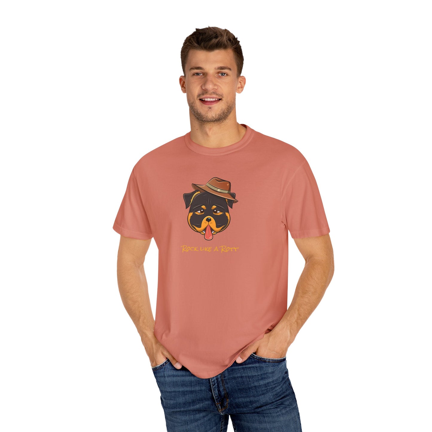 “Rock like a Rott” Rottweiler - Unisex Garment-Dyed T-shirt