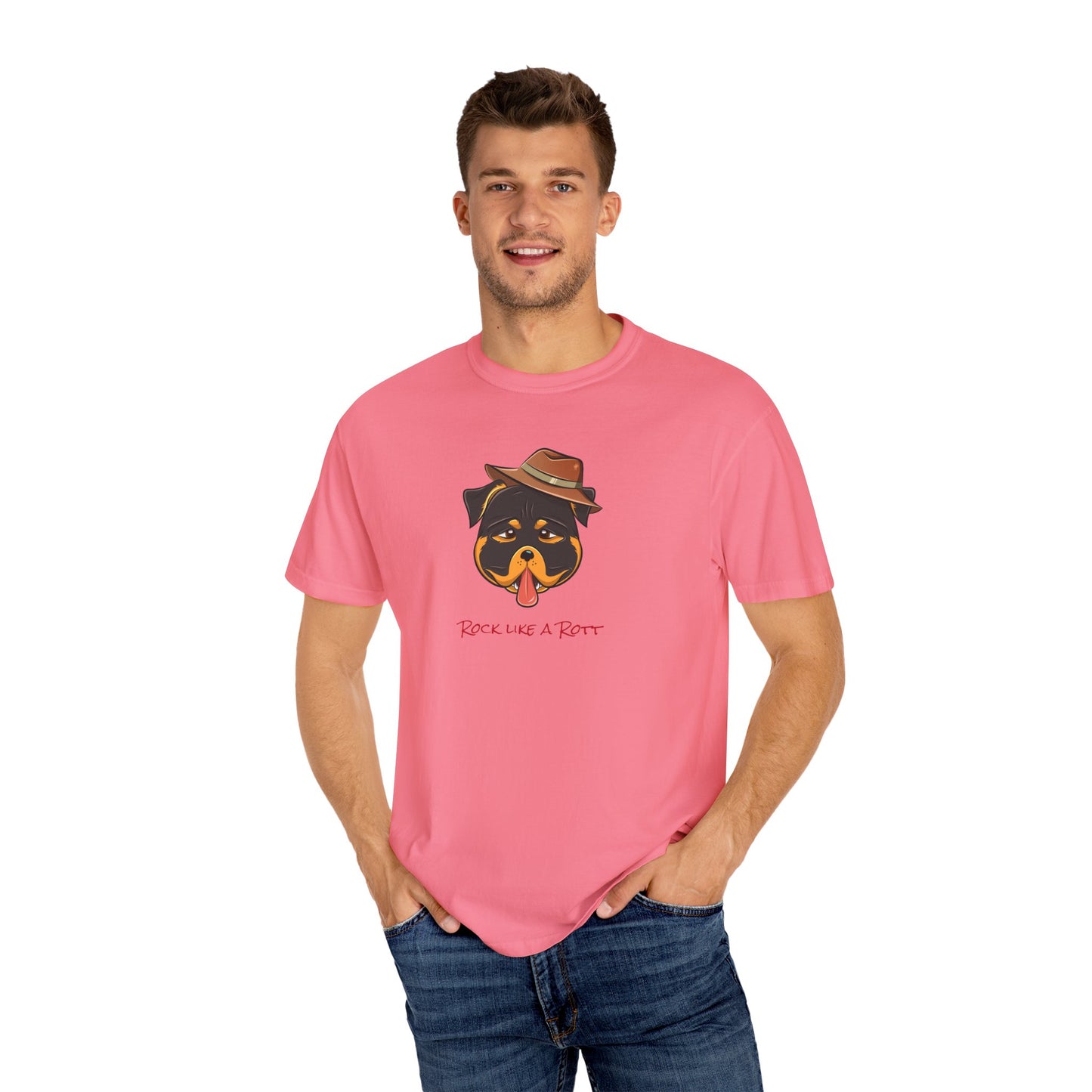 “Rock like a Rott” Rottweiler - Unisex Garment-Dyed T-shirt