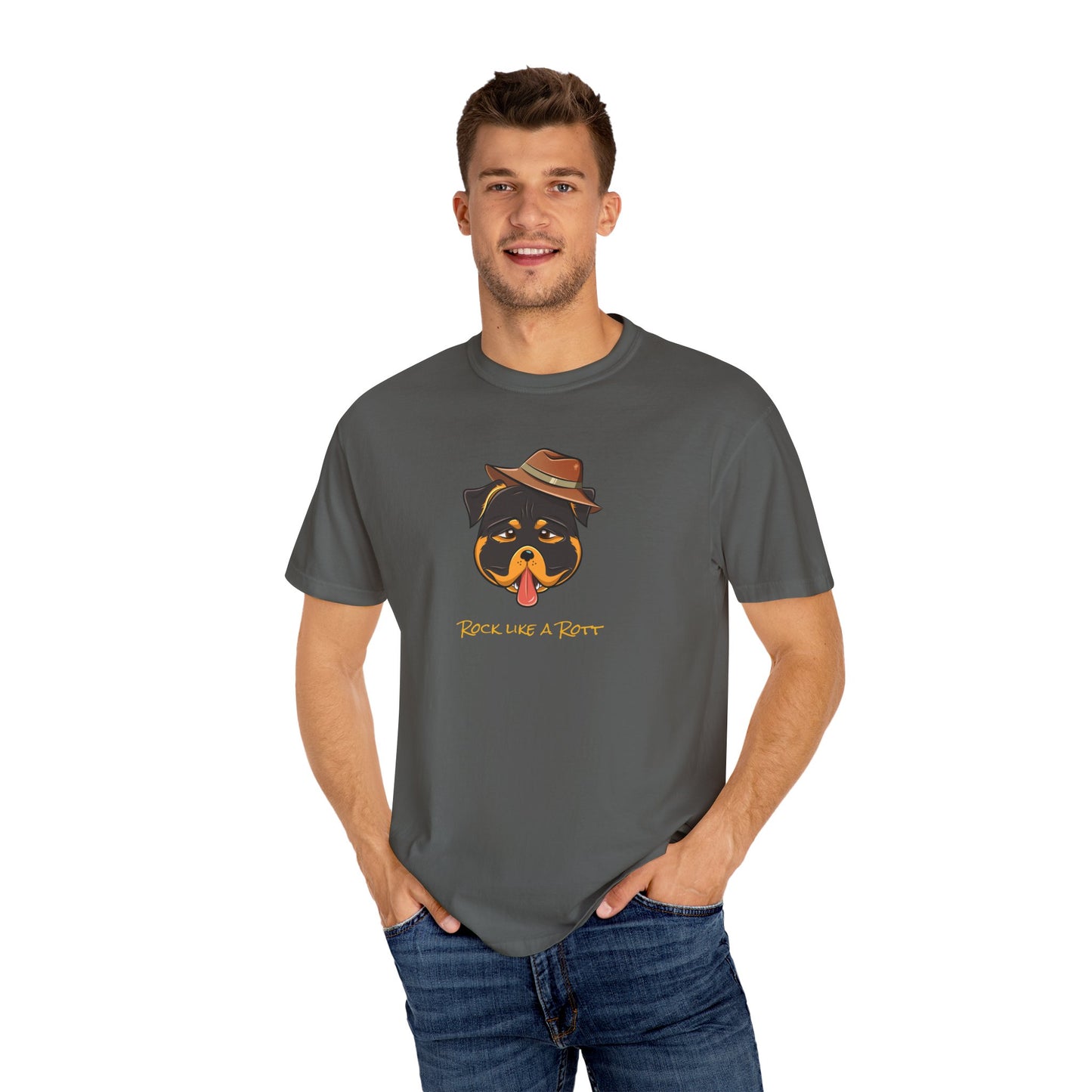 “Rock like a Rott” Rottweiler - Unisex Garment-Dyed T-shirt