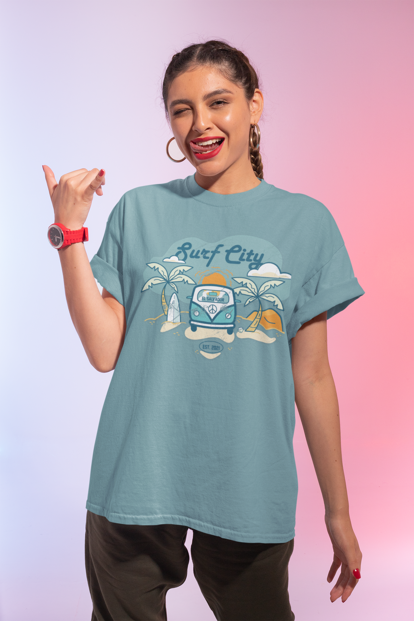 Surf City - El Salvador Unisex Garment-Dyed T-shirt