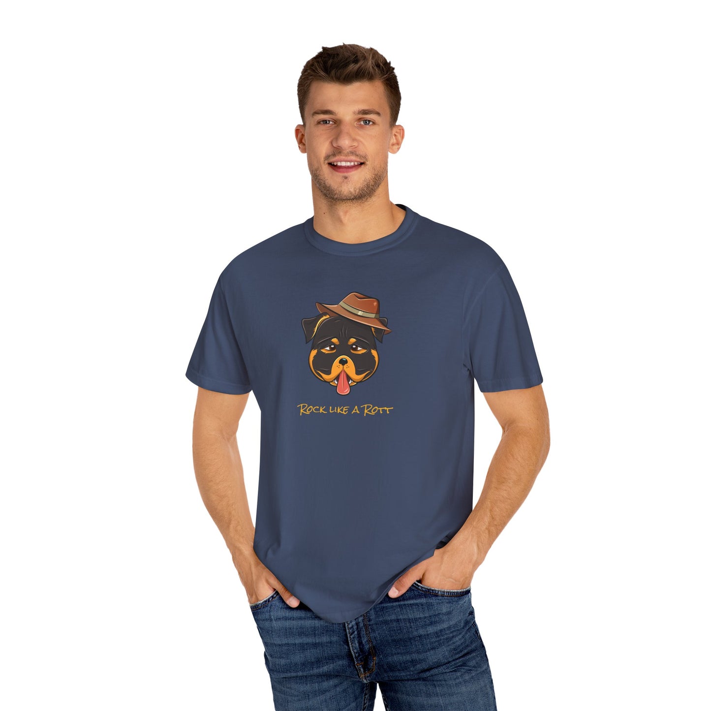 “Rock like a Rott” Rottweiler - Unisex Garment-Dyed T-shirt