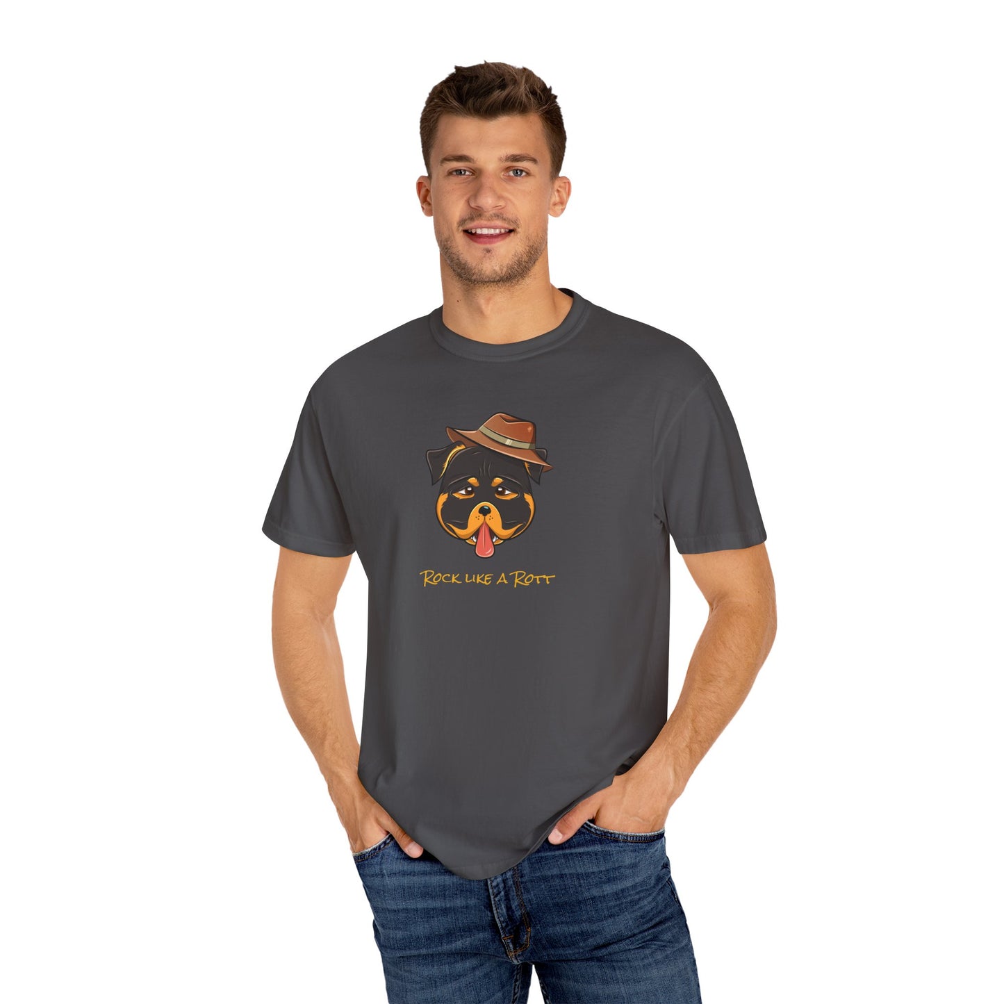 “Rock like a Rott” Rottweiler - Unisex Garment-Dyed T-shirt