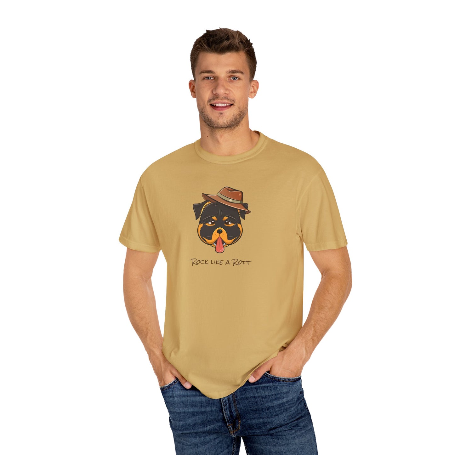 “Rock like a Rott” Rottweiler - Unisex Garment-Dyed T-shirt