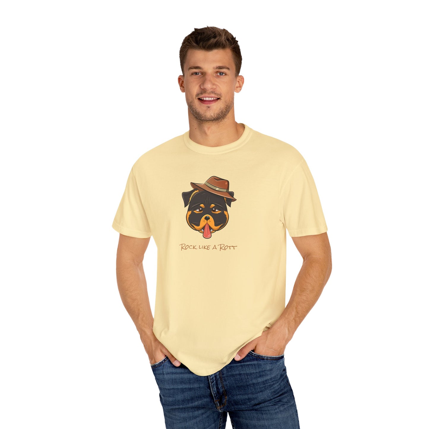 “Rock like a Rott” Rottweiler - Unisex Garment-Dyed T-shirt